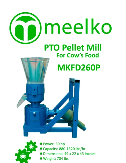 Imagen del producto relacionado Peletizadora PTO MKFD260P de 260 mm: Pellets sin Electricidad - La MKFD260P funciona conectada a la toma de fuerza del tractor y usa una matriz de 260 mm para producir pellets de calidad s…